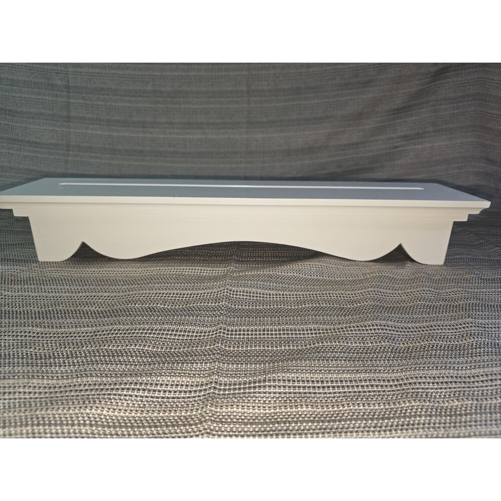 White Wooden Wall Shelf with Plate Holder 20 x 4 x 3